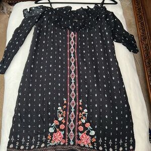 Hollister Womens Boho Black Dress with Bishop Sleeves Size Medium